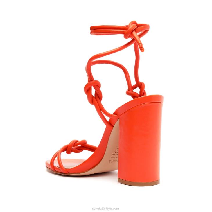 Schutz N42F202nicky blok napa deri sandalet alev turuncu