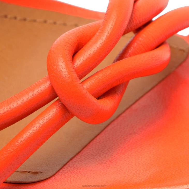 Schutz N42F202nicky blok napa deri sandalet alev turuncu
