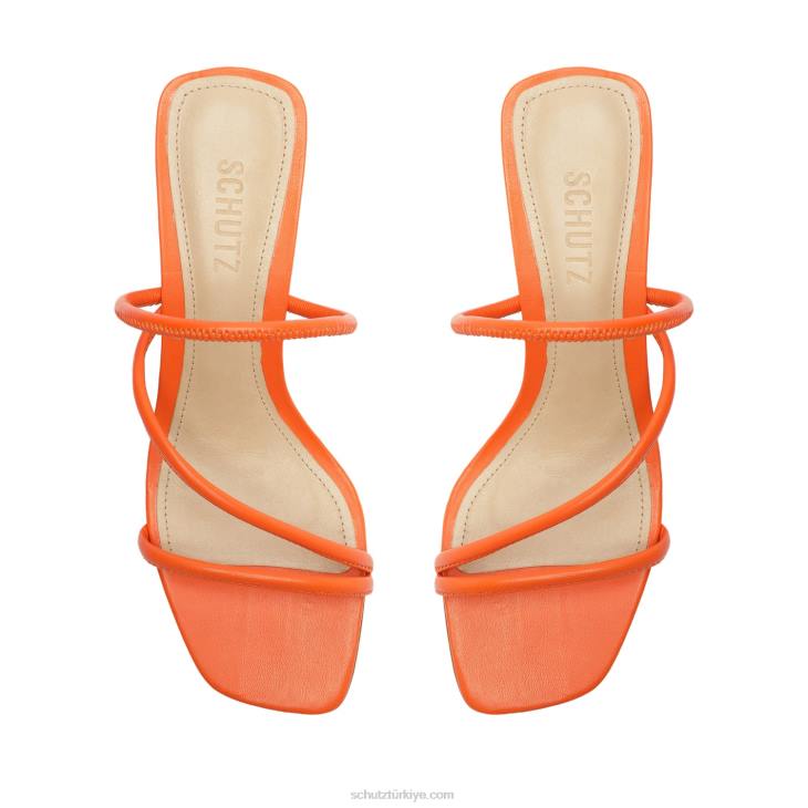 Schutz N42F203chessie orta napa deri sandalet alev turuncu