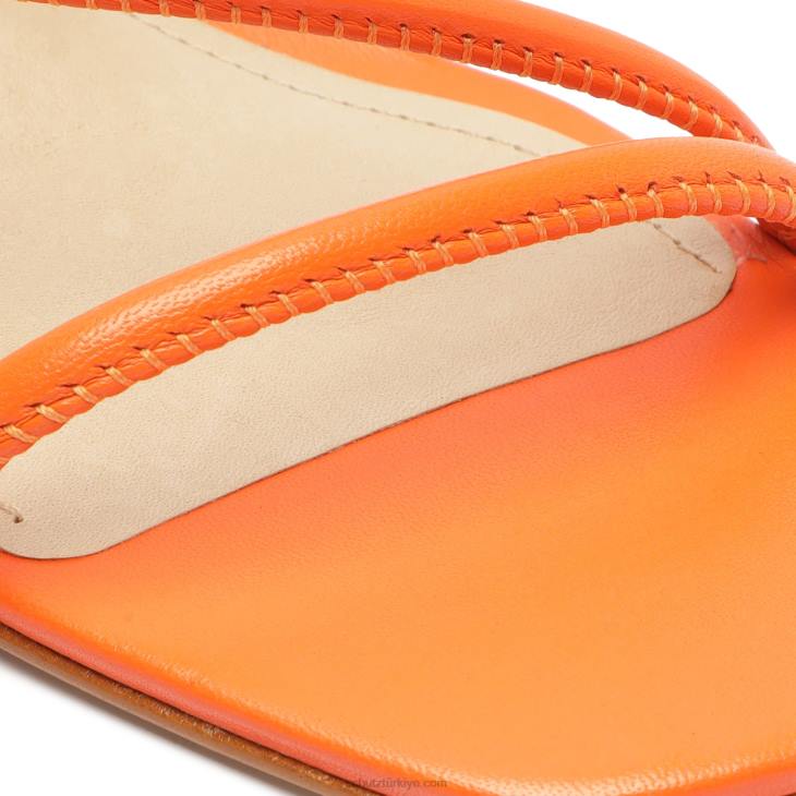 Schutz N42F203chessie orta napa deri sandalet alev turuncu