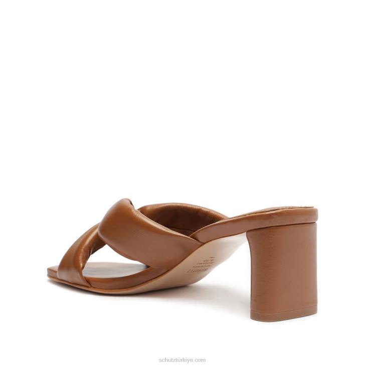Schutz N42F207peri orta napa deri sandalet yeni ahşap