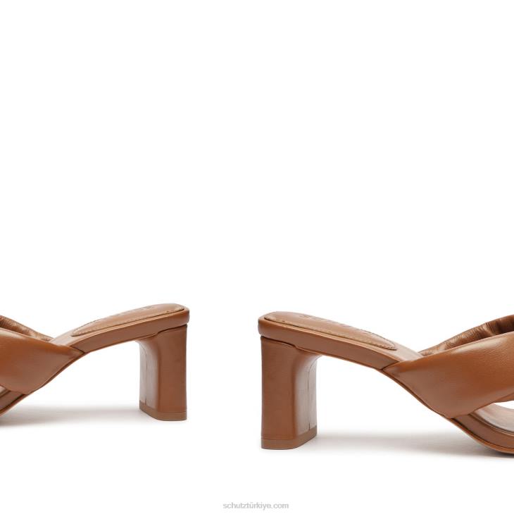 Schutz N42F207peri orta napa deri sandalet yeni ahşap