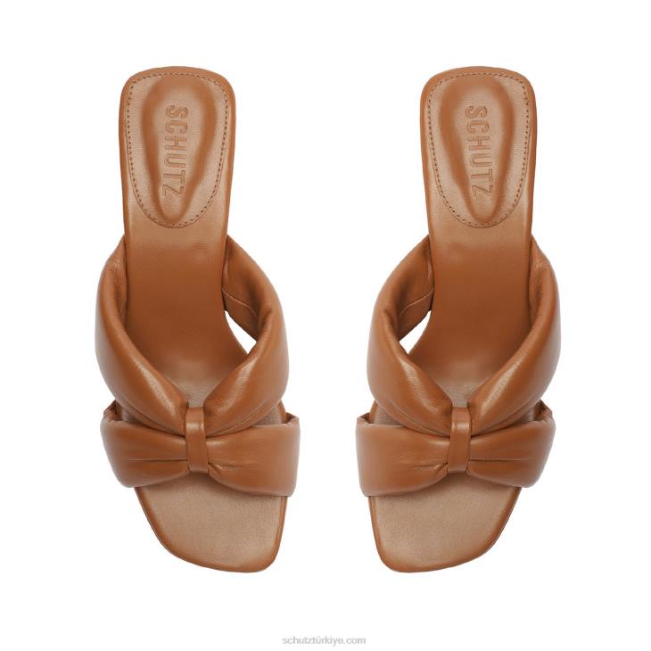 Schutz N42F207peri orta napa deri sandalet yeni ahşap