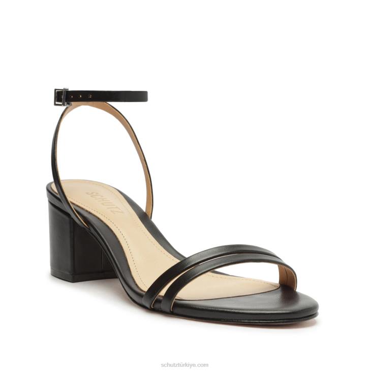 Schutz N42F20altina orta blok napa deri sandalet siyah
