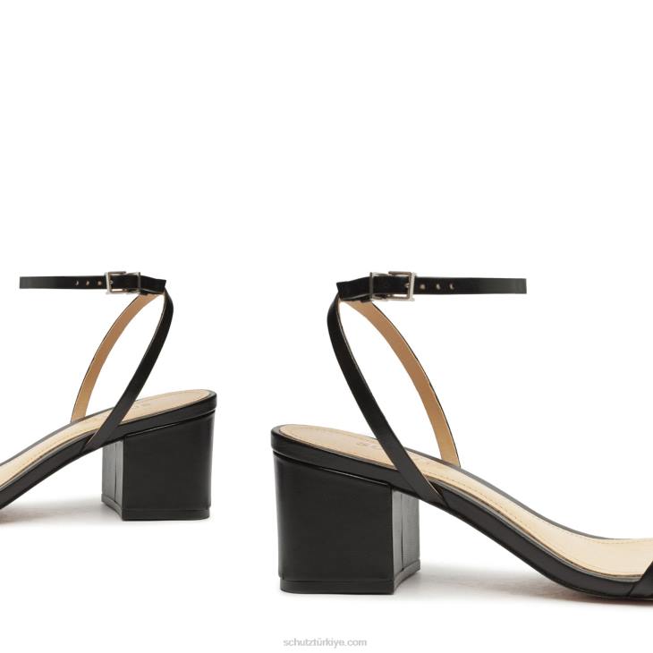 Schutz N42F20altina orta blok napa deri sandalet siyah