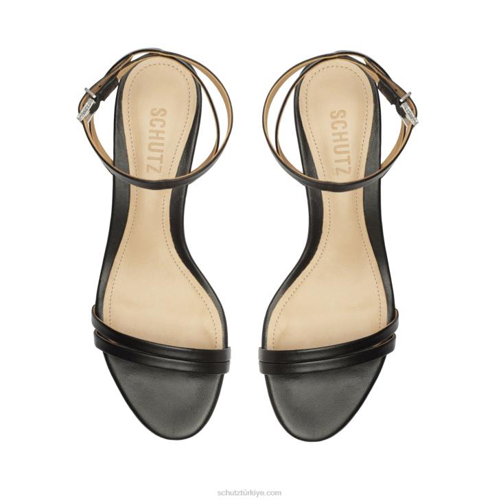 Schutz N42F20altina orta blok napa deri sandalet siyah