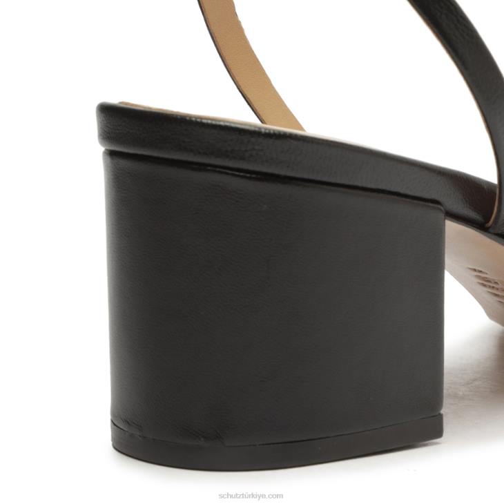 Schutz N42F20altina orta blok napa deri sandalet siyah