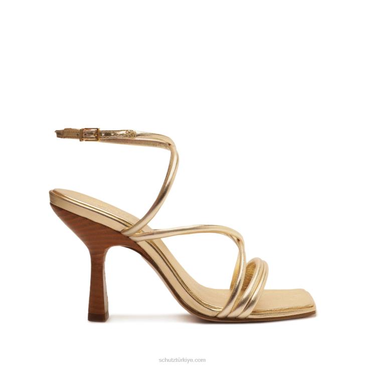 Schutz N42F218phoeby metalik deri sandalet altın