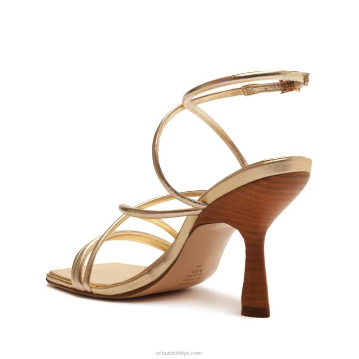 Schutz N42F218phoeby metalik deri sandalet altın