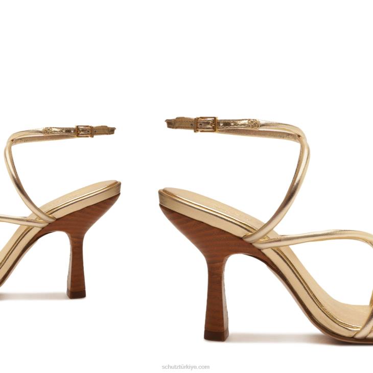 Schutz N42F218phoeby metalik deri sandalet altın