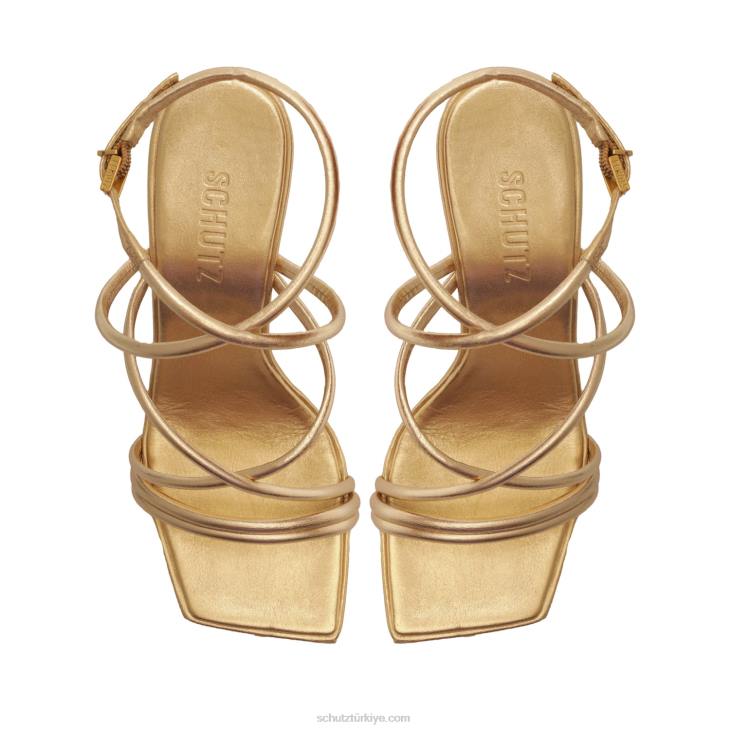 Schutz N42F218phoeby metalik deri sandalet altın