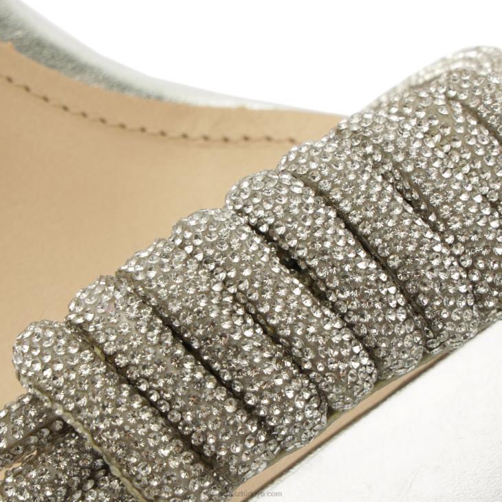 Schutz N42F21jewell blok metalik napa deri sandalet gümüş