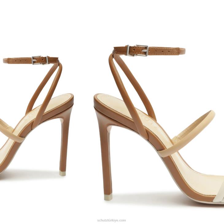 Schutz N42F221nylla gündelik Nappa deri sandalet açık inci