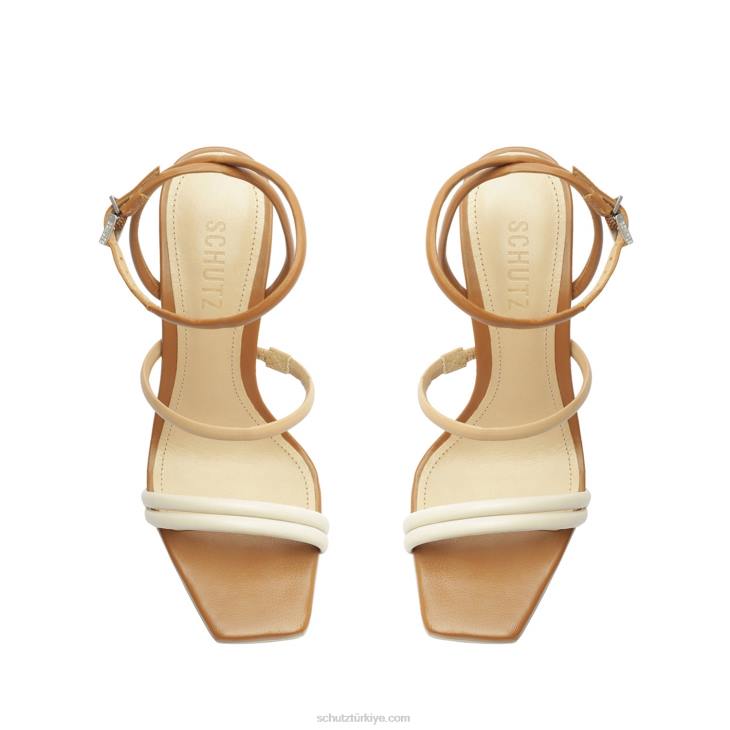 Schutz N42F221nylla gündelik Nappa deri sandalet açık inci