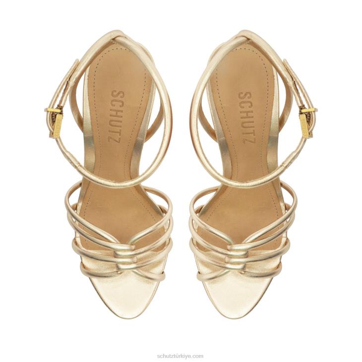 Schutz N42F229rachel metalik deri sandalet altın