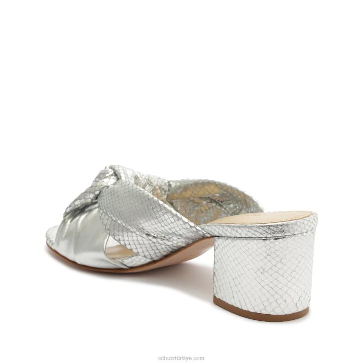 Schutz N42F22mindy orta blok metalik napa sandalet gümüş