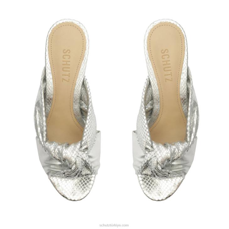 Schutz N42F22mindy orta blok metalik napa sandalet gümüş