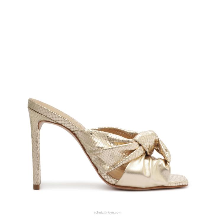 Schutz N42F239mindy metalik napa sandalet altın