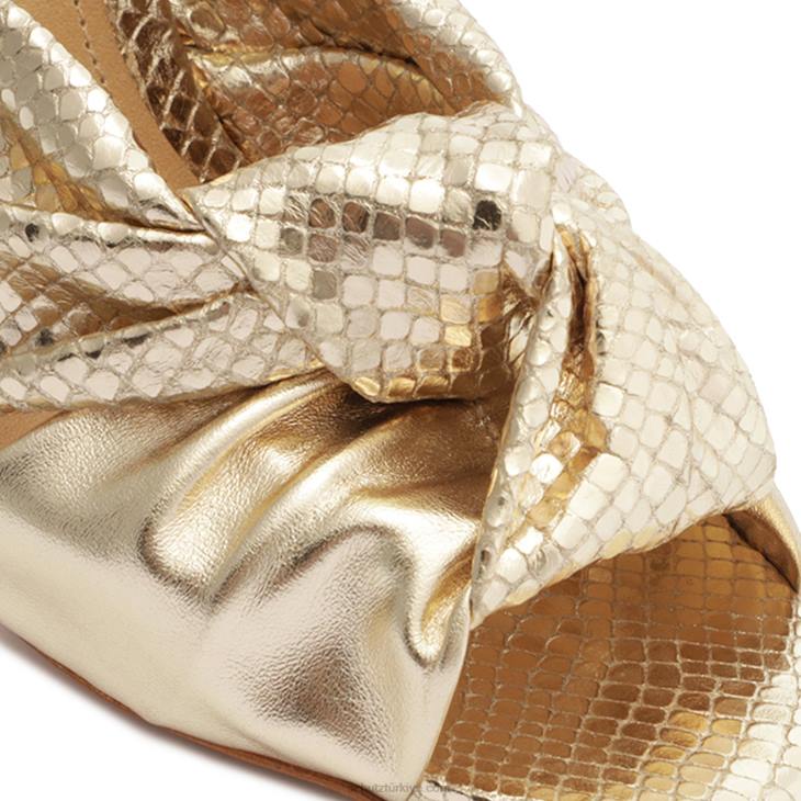 Schutz N42F239mindy metalik napa sandalet altın
