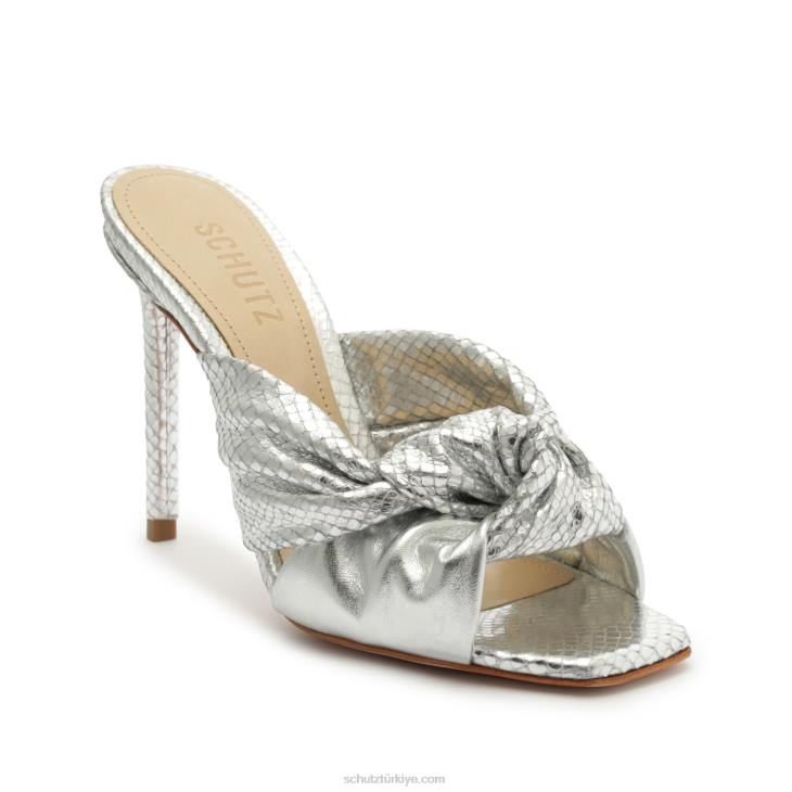 Schutz N42F240mindy metalik napa sandalet gümüş