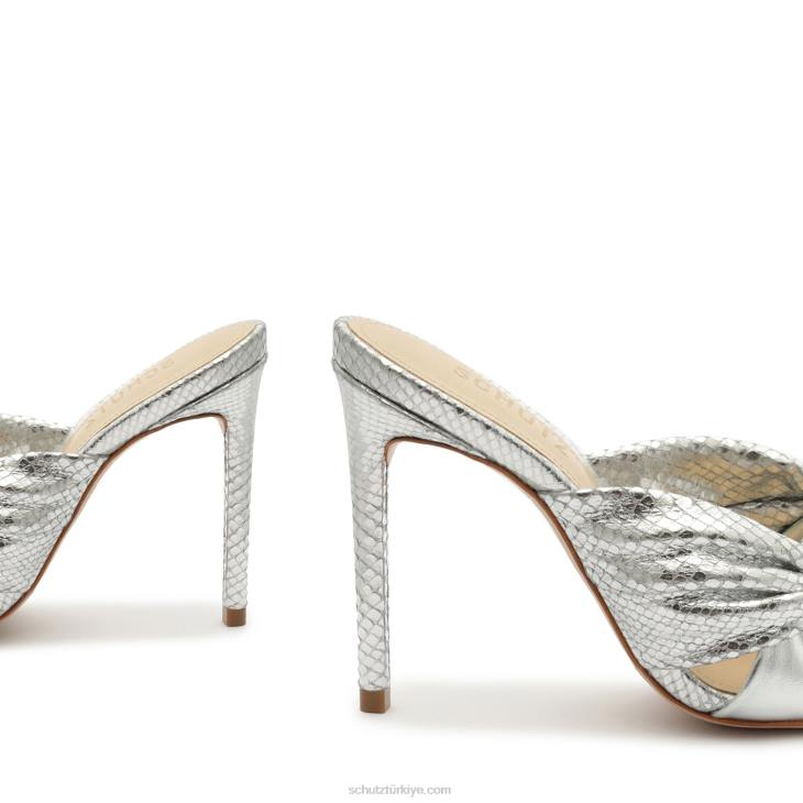 Schutz N42F240mindy metalik napa sandalet gümüş