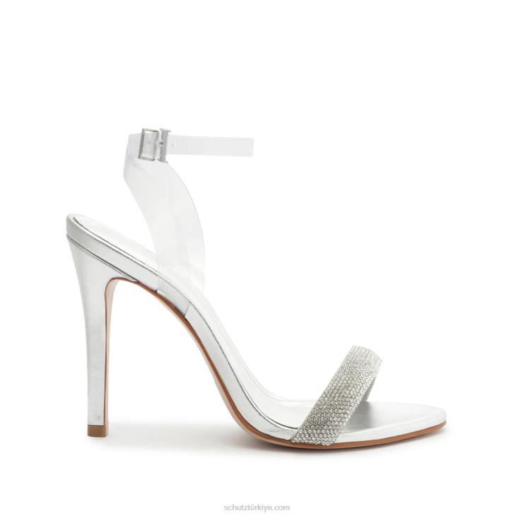 Schutz N42F241irina metalik napa sandalet kristal gümüş