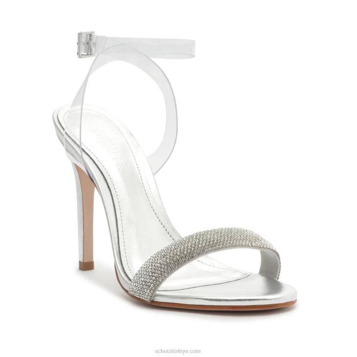 Schutz N42F241irina metalik napa sandalet kristal gümüş