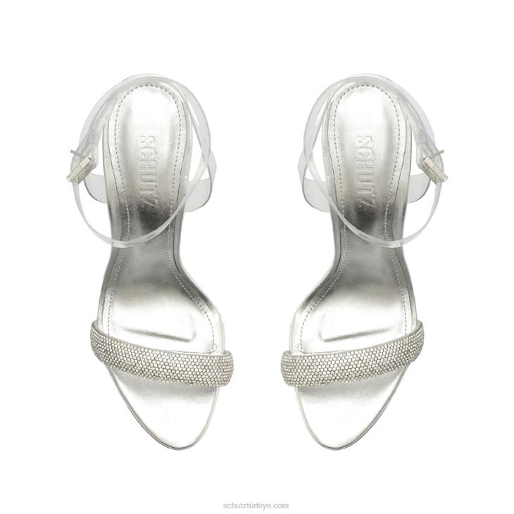 Schutz N42F241irina metalik napa sandalet kristal gümüş