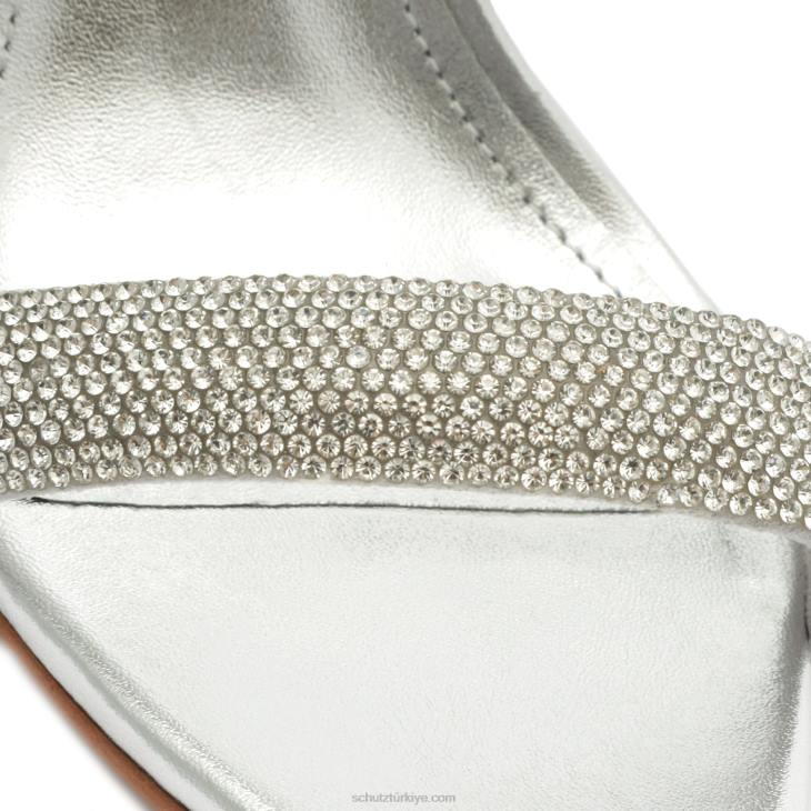 Schutz N42F241irina metalik napa sandalet kristal gümüş