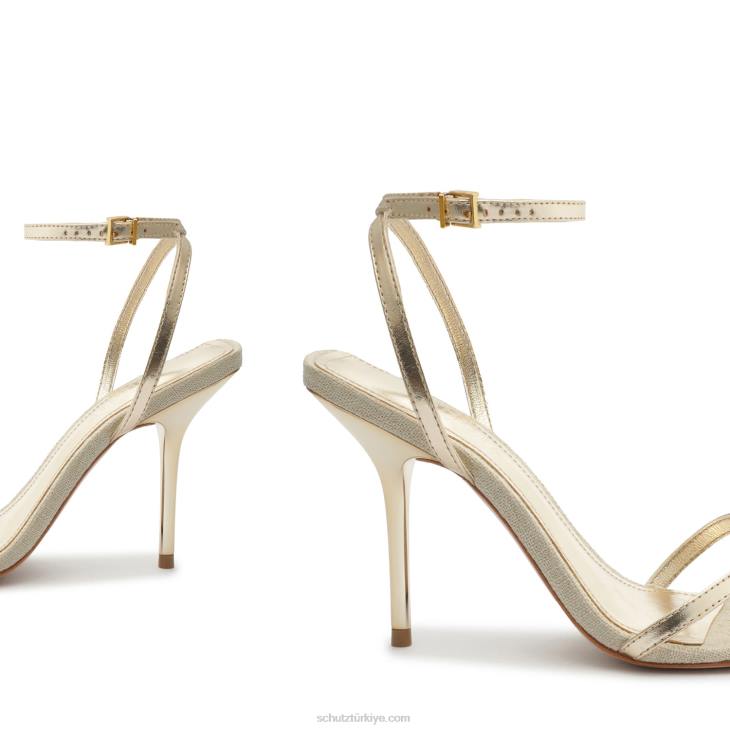 Schutz N42F242claudia metalik deri sandalet altın
