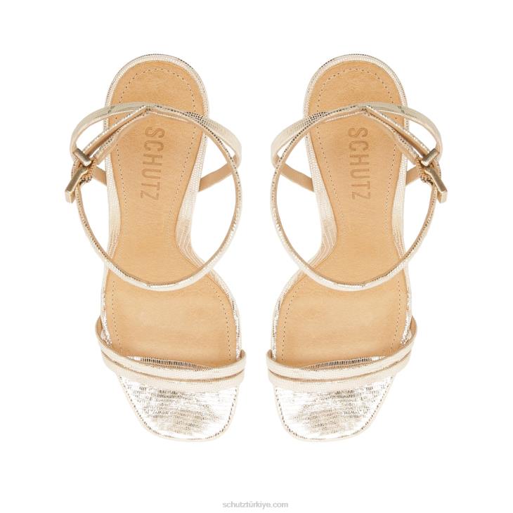 Schutz N42F245altina kabartmalı deri sandalet platin altın