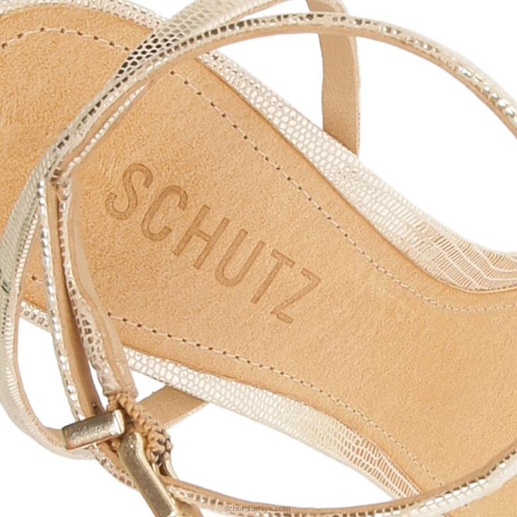 Schutz N42F245altina kabartmalı deri sandalet platin altın