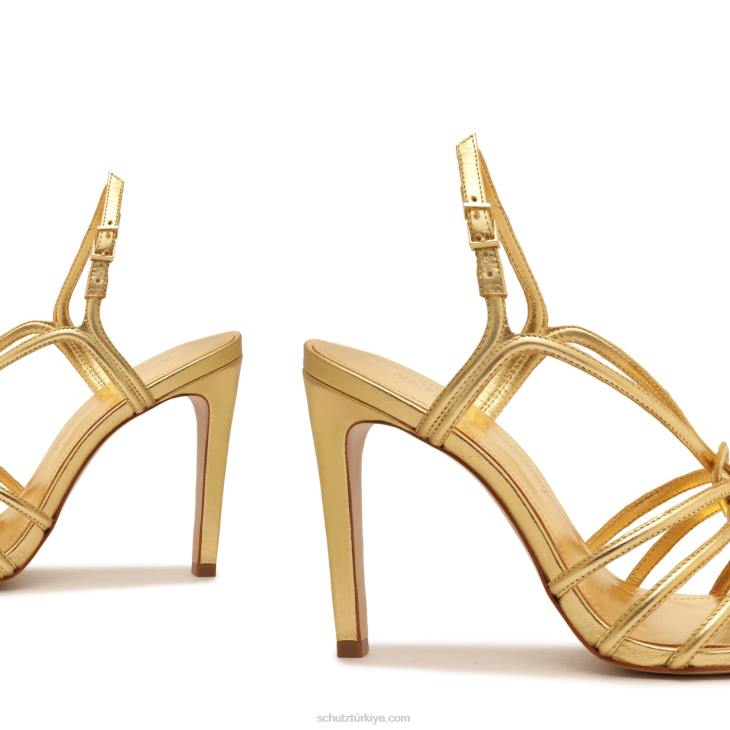 Schutz N42F252octavia metalik deri sandalet altın