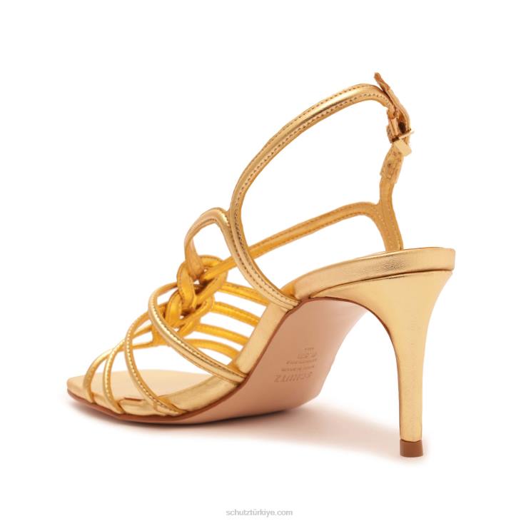 Schutz N42F253octavia orta metalik deri sandalet altın