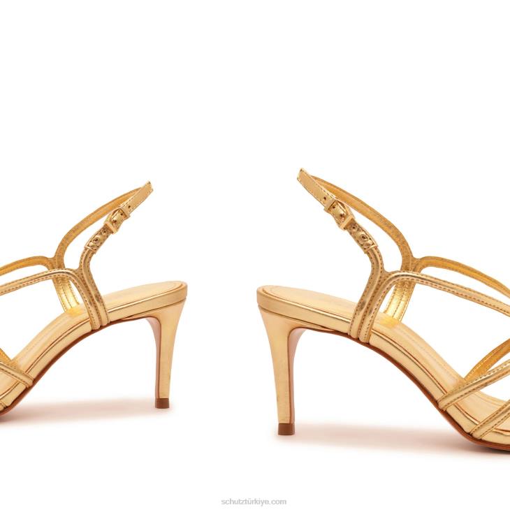 Schutz N42F253octavia orta metalik deri sandalet altın