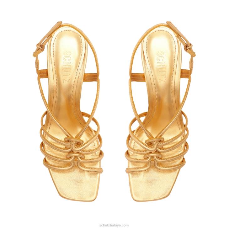 Schutz N42F253octavia orta metalik deri sandalet altın