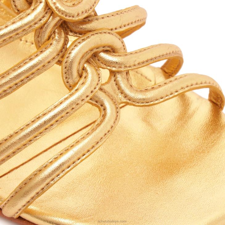 Schutz N42F253octavia orta metalik deri sandalet altın