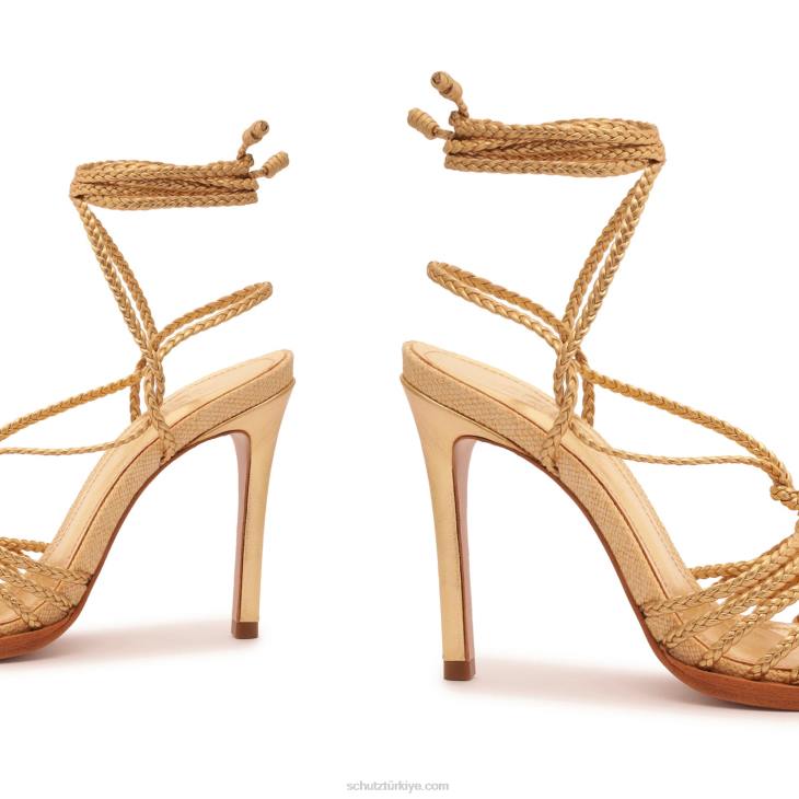 Schutz N42F255adele metalik deri sandalet altın