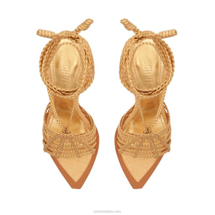 Schutz N42F255adele metalik deri sandalet altın