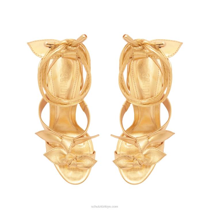 Schutz N42F257alia yüksek metalik deri sandalet altın