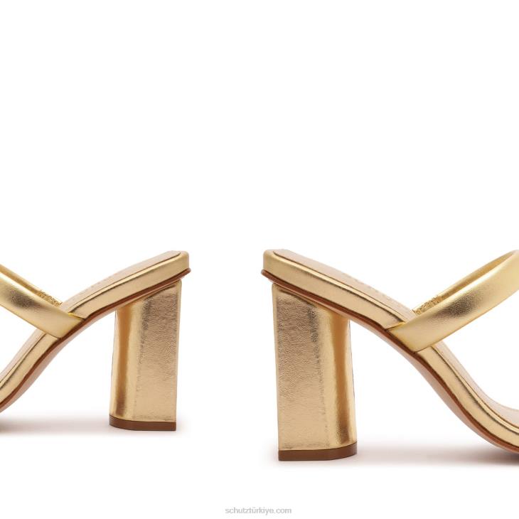 Schutz N42F25ully metalik deri sandalet altın