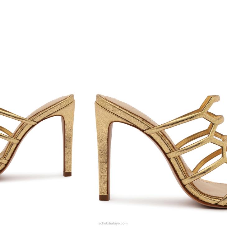 Schutz N42F265julianna hafta sonu metalik deri sandalet altın