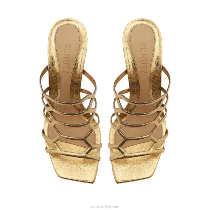 Schutz N42F265julianna hafta sonu metalik deri sandalet altın