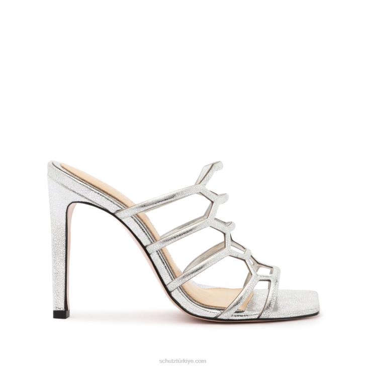 Schutz N42F266julianna hafta sonu metalik deri sandalet gümüş