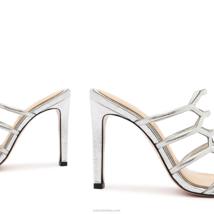 Schutz N42F266julianna hafta sonu metalik deri sandalet gümüş