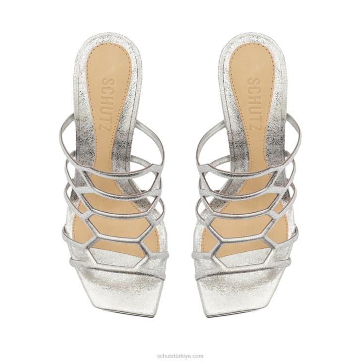 Schutz N42F266julianna hafta sonu metalik deri sandalet gümüş