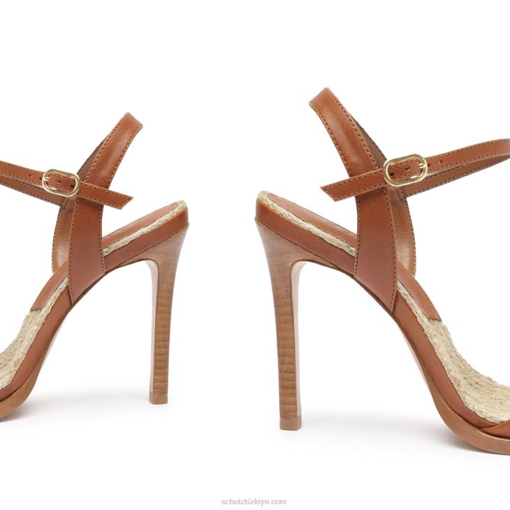 Schutz N42F268marbella atanado deri sandalet yeni ahşap