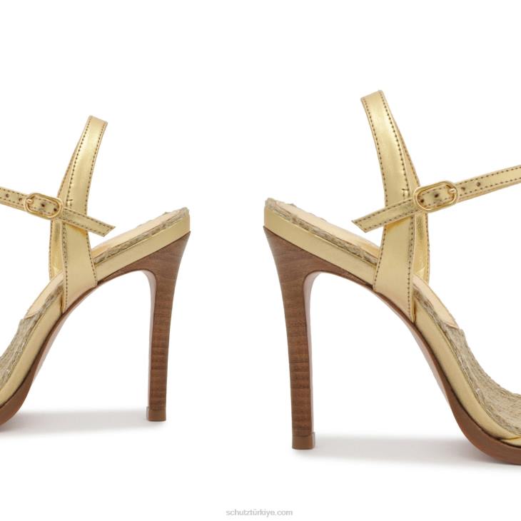 Schutz N42F269marbella metalik deri sandalet altın