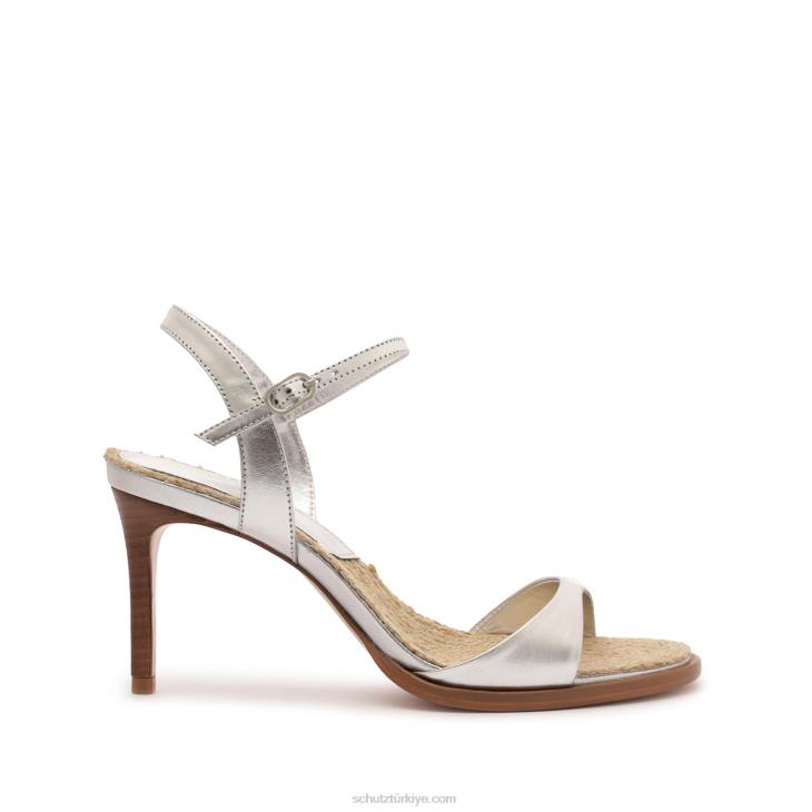 Schutz N42F270marbella orta metalik deri sandalet gümüş