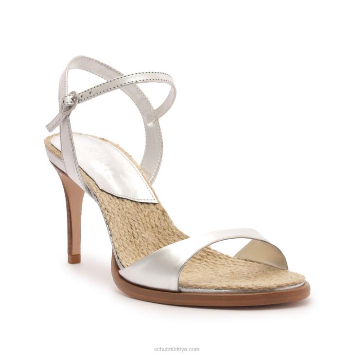 Schutz N42F270marbella orta metalik deri sandalet gümüş